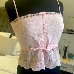 Pink eyelet tank top